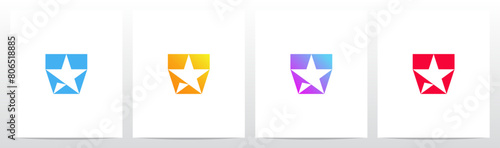 Star Negative Space Letter Initial Logo Design V