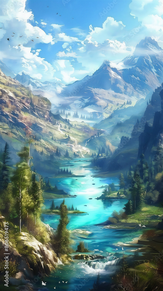 landscape with lake landscape with lake