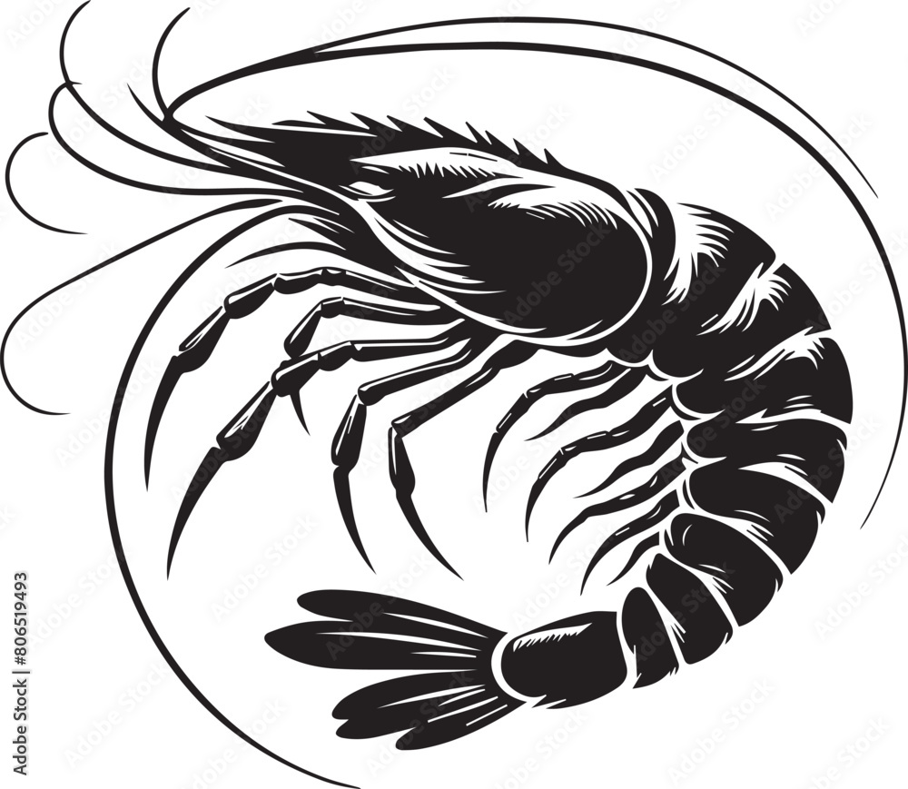 shrimp silhouette on white background. shrimp logo shrimp silhouette on white background. shrimp logo