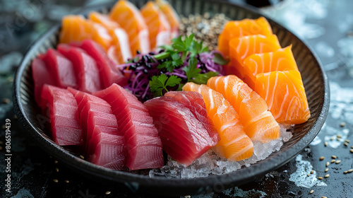 typical Japanese food sashimi white background