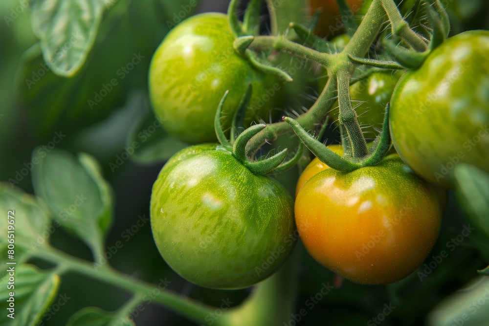 Hydroponic cherry tomatoes ripening on the vine, showcasing compact and productive crop varieties.