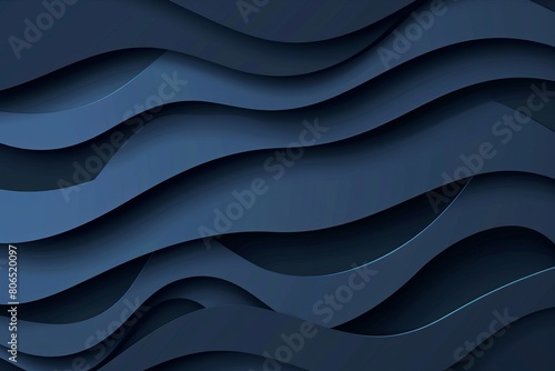 Dark powder blue paper waves abstract banner design. Elegant wavy vector background