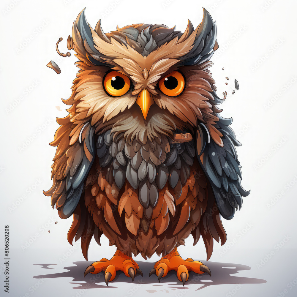 Fototapeta premium Watercolor Thorin owl, clipart Illustration, Generative Ai
