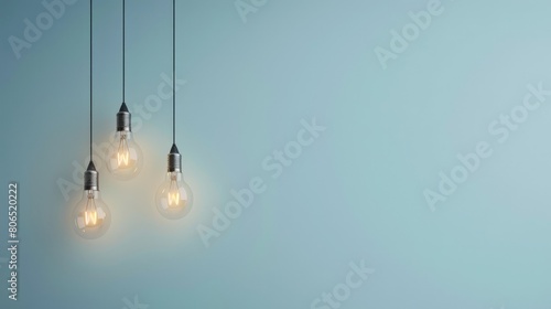 Vertical image of a light bulb on a black wall background.