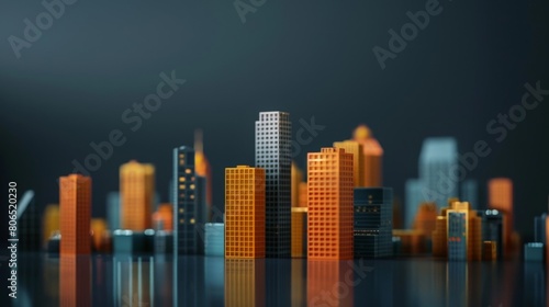 A miniature modern city skyline.