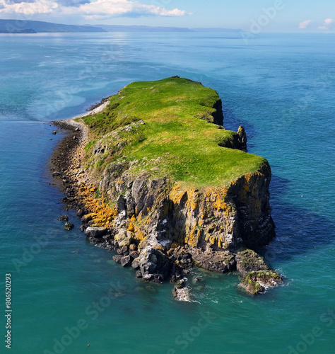 Aerial view of Muck Island Portmuck Islandmagee County Antrim Northern Ireland photo