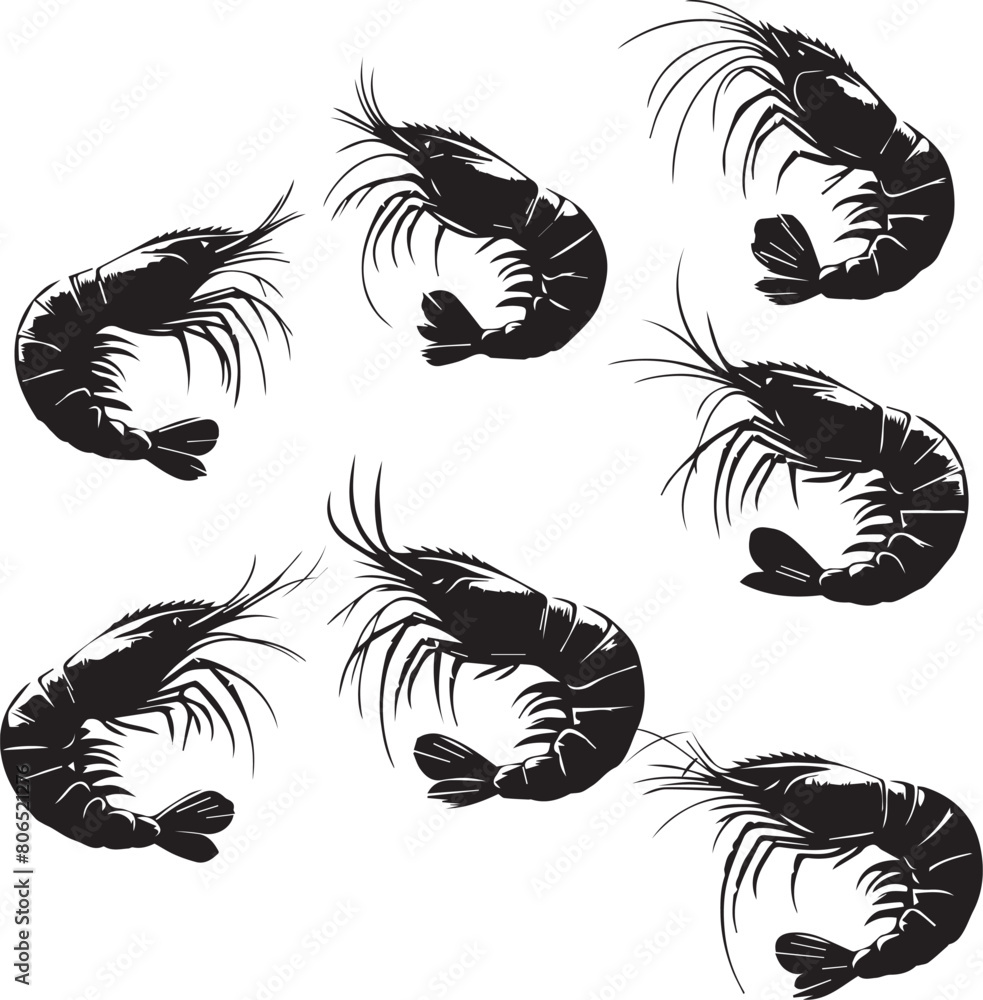 shrimp silhouette on white background. shrimp logo shrimp silhouette on white background. shrimp logo