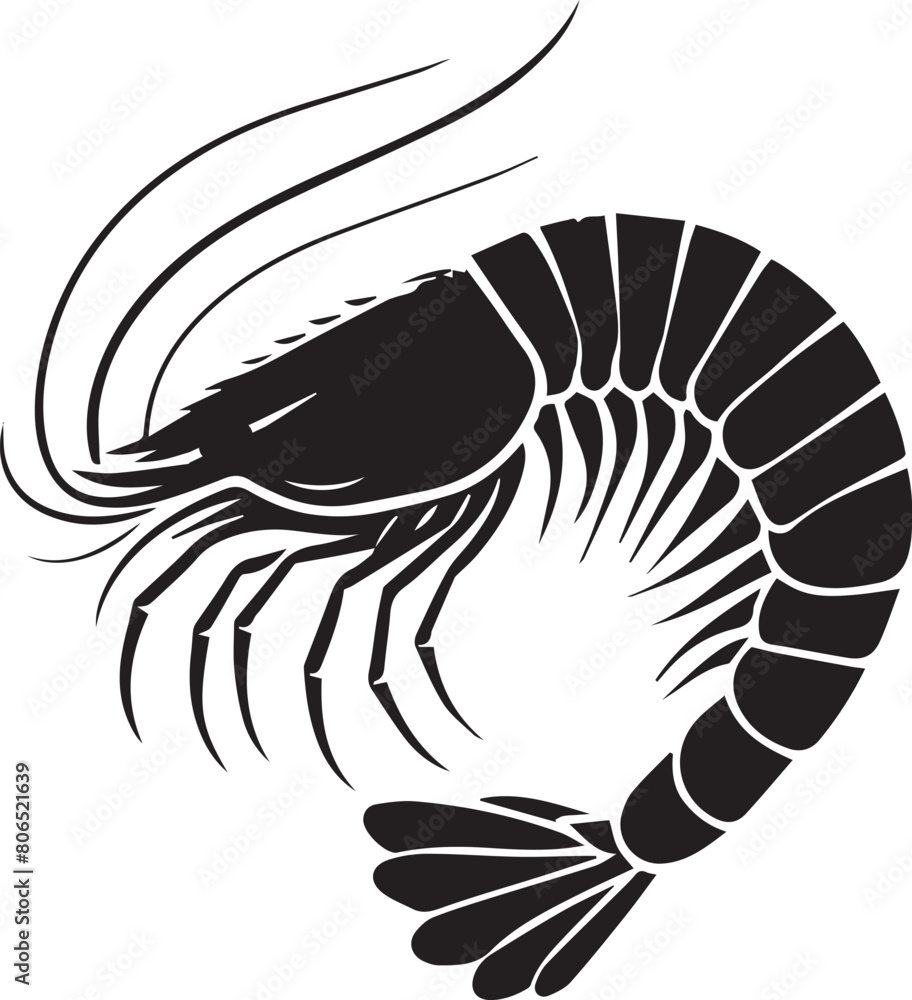 shrimp silhouette on white background. shrimp logo shrimp silhouette on white background. shrimp logo