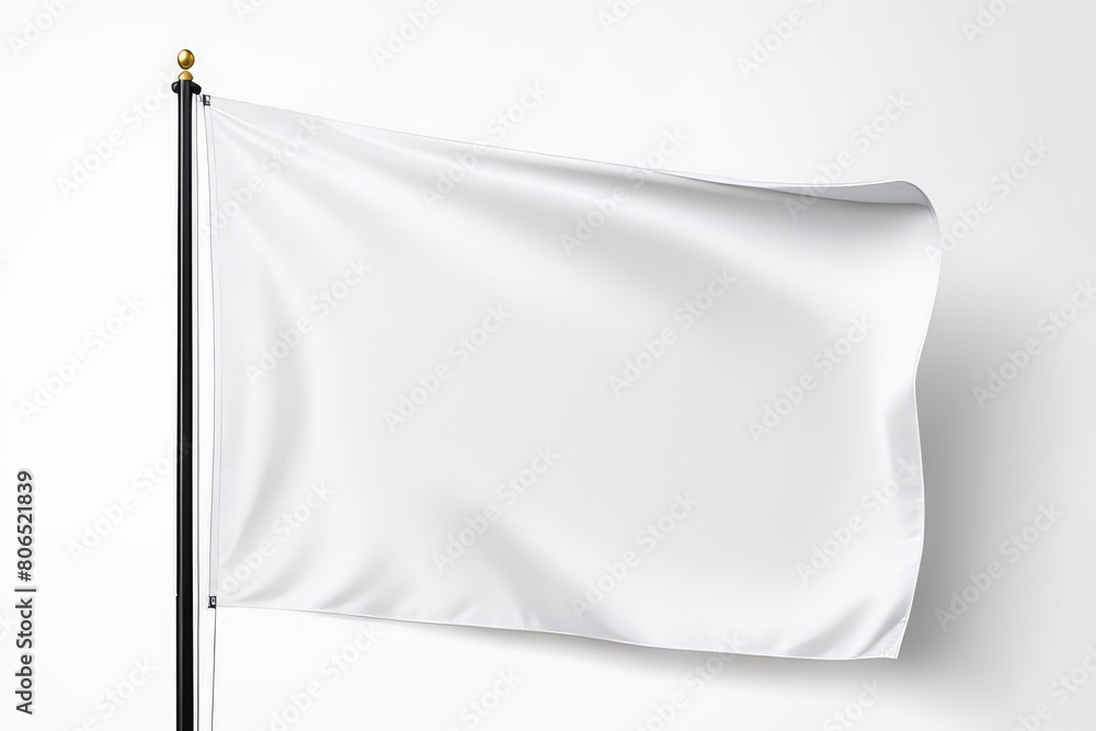 White Blank Flag Template Isolated on a White Background White Blank Flag Template Isolated on a White Background