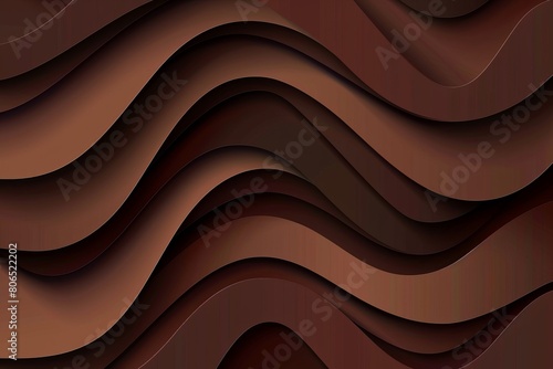 Dark raw umber paper waves abstract banner design. Elegant wavy vector background photo