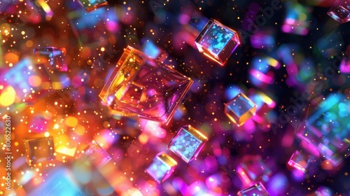 Glittering colorful abstract square pattern digital background
