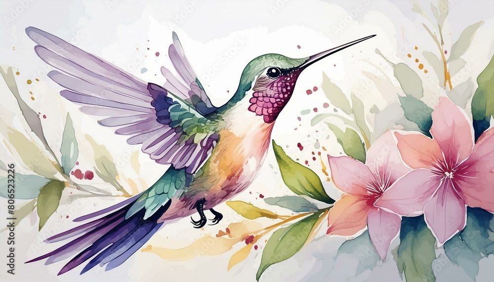 Obraz premium Hummingbird watercolor painting.