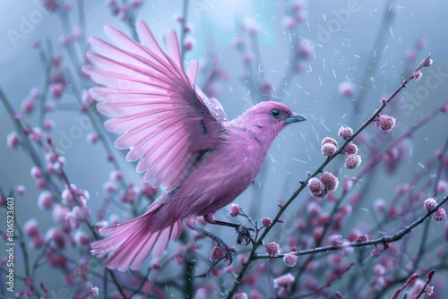 Wallpaper Mural A purple bird flying away from twigs in the wild, wildlife template Torontodigital.ca