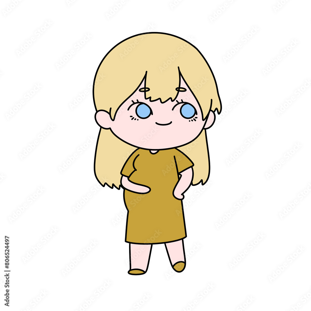 A cartoon girl is wearing a yellow dress and is pregnant A cartoon girl is wearing a yellow dress and is pregnant