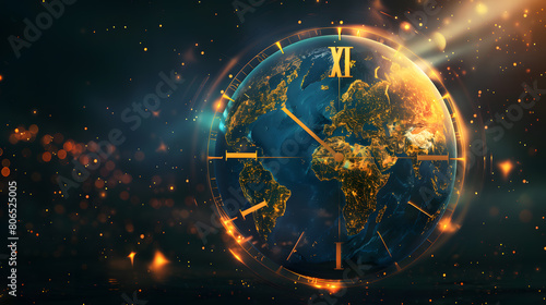 Fototapeta Naklejka Na Ścianę i Meble -  Earth and clock. Time concept.