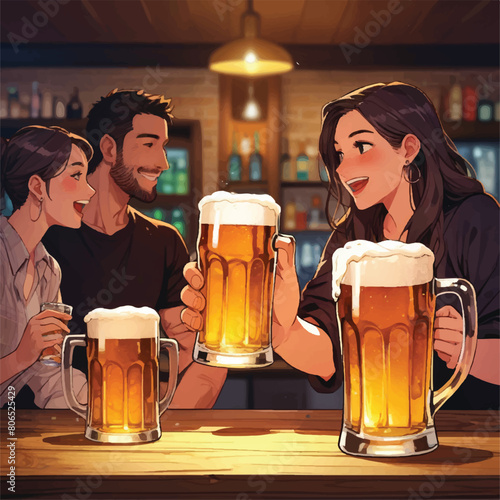 Drinking beer with friends