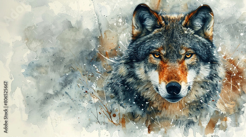 illustration of a wolf painted in watercolor