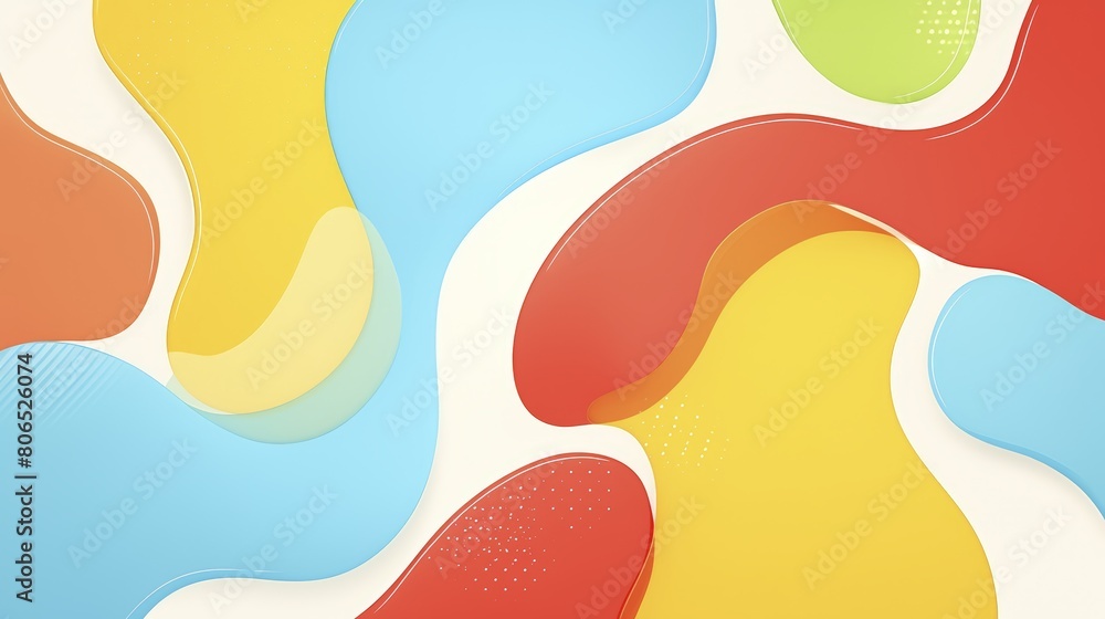 Abstract shapes in bright colors. Flat design, modern look. Represents connectivity and movement. Ideal for creative backgrounds. Vibrant, two-dimensional layout. Bold, dynamic visual.
