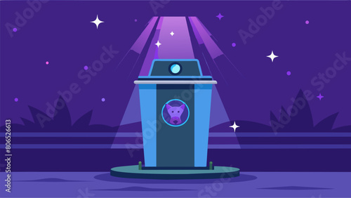 A specially designed pet waste receptacle that uses ultraviolet light to neutralize odors.. Vector illustration