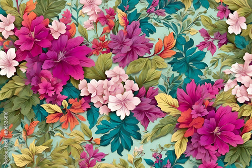 retro flowers mixed pattern wallpapers trendy colors nature textiles colorful background random floral patterns