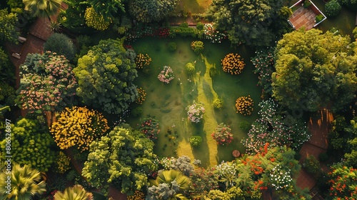 Visualize a serene meadow from a birds-eye view, intertwining tales of love and AI innovations amidst a harmonious blend of pastel hues, invoking a sense of balance and warmth