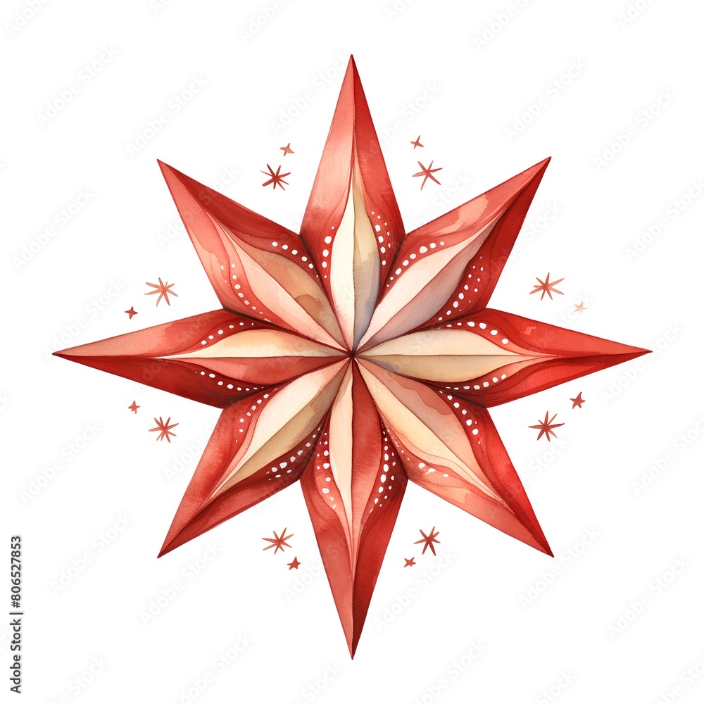 Fototapeta premium Watercolor snowflake isolated on white background. Watercolor illustration.
