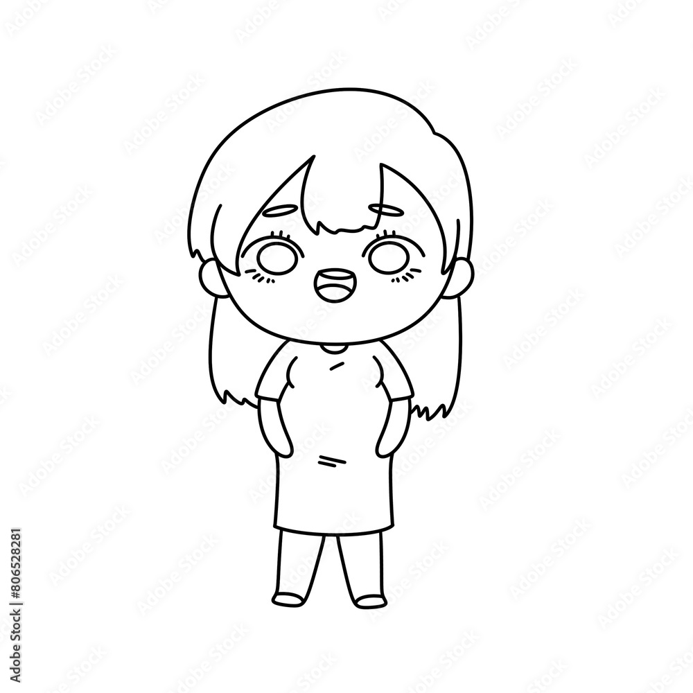 A cartoon girl with a big smile on her face A cartoon girl with a big smile on her face