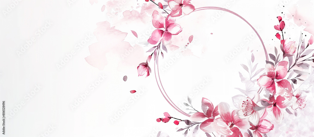 watercolor wreath floral pattern for wedding banner background