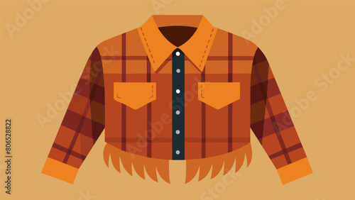An old flannel shirt was transformed into a stylish buttonup crop top with added fringe detailing and a bohemianinspired print..