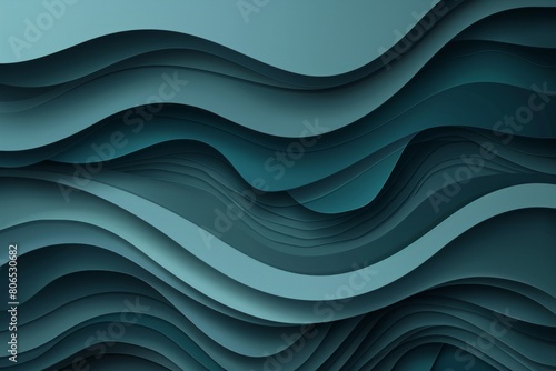 Dark seafoam paper waves abstract banner design. Elegant wavy vector background photo