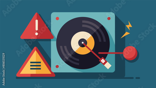 Avoid playing worn or damaged records as this can lead to distorted sound and potential damage to your stylus. Vector illustration