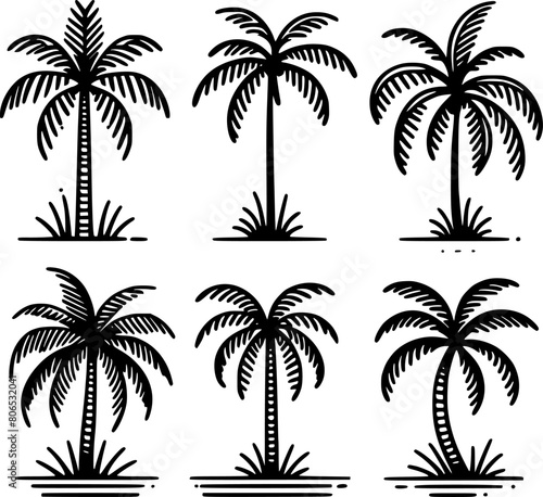 set of palm tree silhouettes