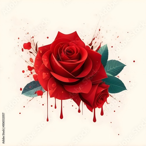 Abstract lifestyle banner design with roses and colorful splashing shapes	