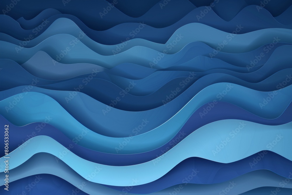 Fototapeta premium Dark sky blue paper waves abstract banner design. Elegant wavy vector background