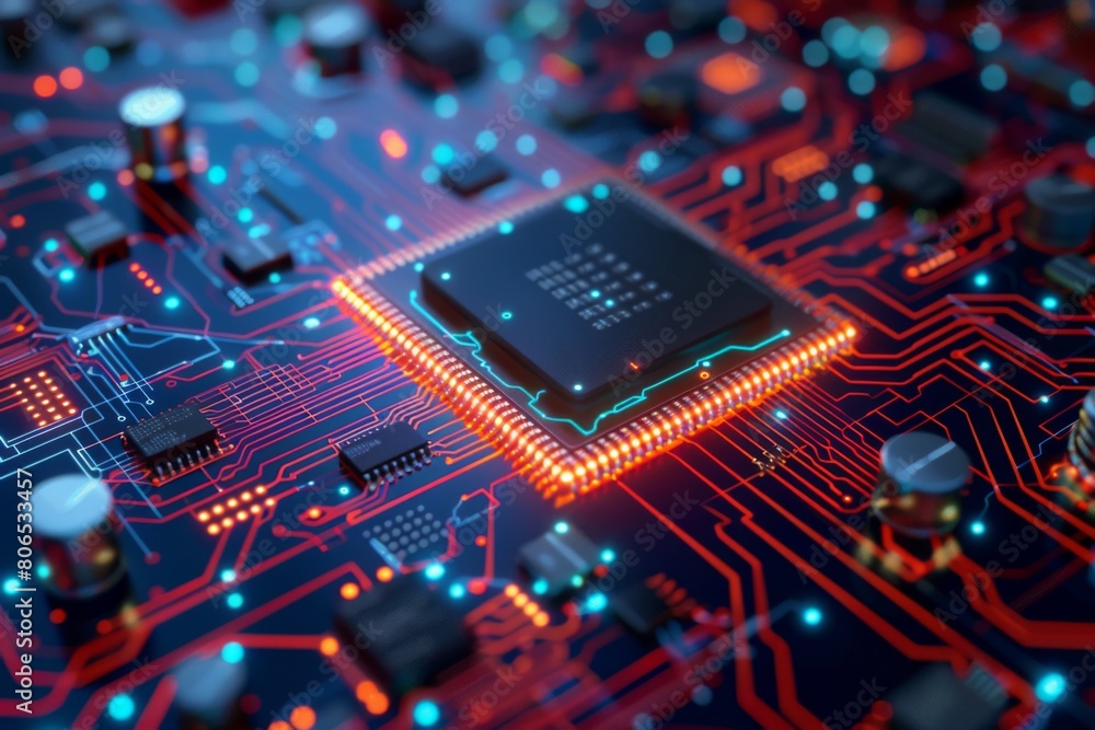 CPU processor microchip circuit board illustration created with generative ai CPU processor microchip circuit board illustration created with generative ai