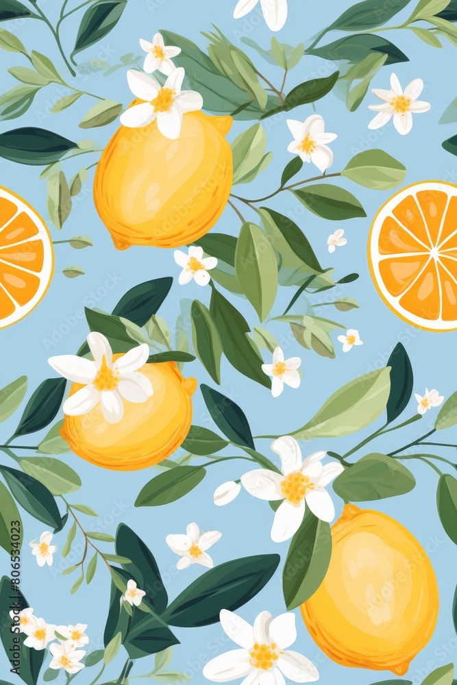 Tropical seamless pattern with citrus Tropical seamless pattern with citrus