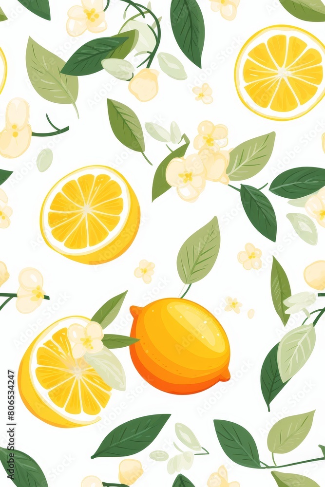 Tropical seamless pattern with citrus Tropical seamless pattern with citrus