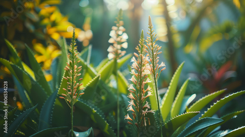 Close-up of vibrant succulent growth, capturing the beauty of botanicals. AI generative artwork. photo