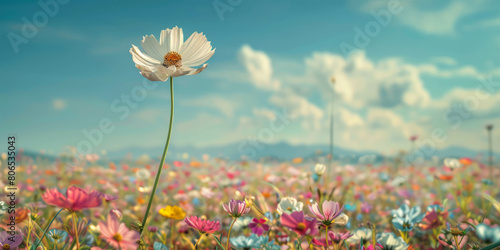 Botanical marvel: a flower lying sideways creates a stunning landscape. AI generative wonder. photo