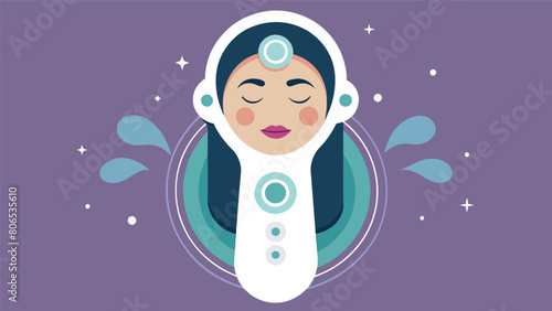 A microcurrent facial massager that helps reduce tension in the face and promote a calm glowing complexion.. Vector illustration