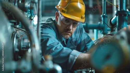 Wallpaper Mural Mechanical engineer conducting efficiency tests on steam boilers, optimizing fuel consumption in the power generation process. Torontodigital.ca