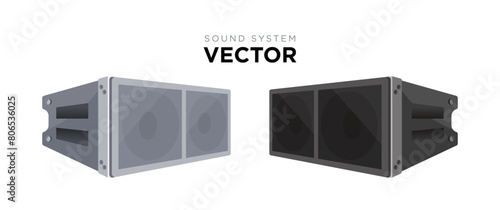Sound system vector set. PA audio system, line array speakers illustration