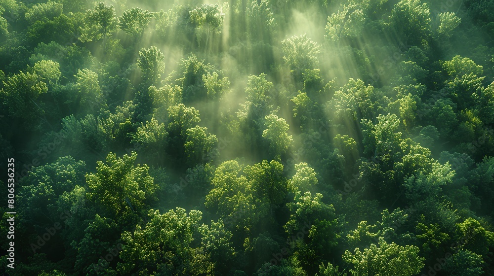 Sunlit Treetops: A Bird's Eye Forest View Sunlit Treetops: A Bird's Eye Forest View