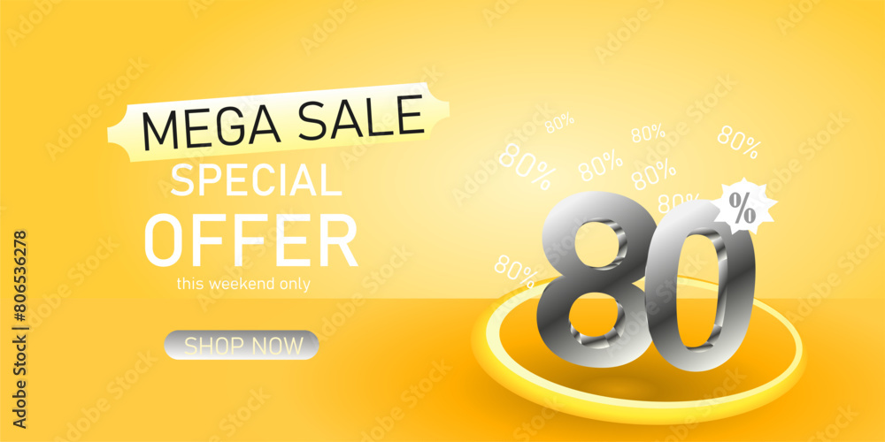 Naklejka premium Colorful discount sale podium. Special offer composition. Vector illustration