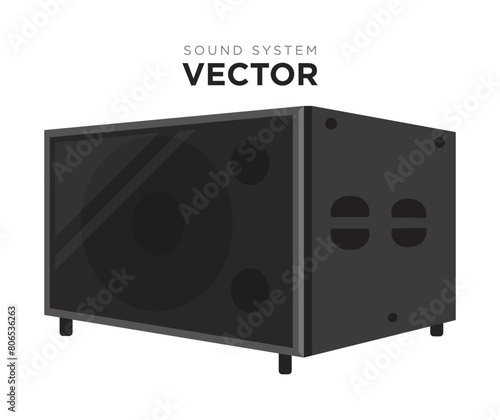 Sound system vector set. PA audio system, line array speakers illustration