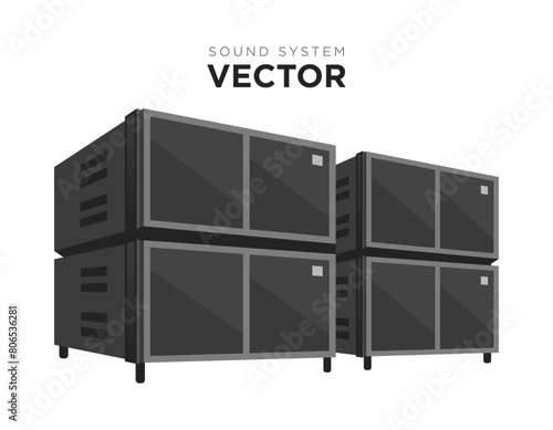Sound system vector set. PA audio system, line array speakers illustration