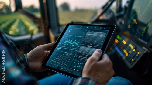 Wallpaper Mural Close-up of a tablet displaying agricultural supply chain management software, as a farmer tracks inventory and logistics in real time. Torontodigital.ca