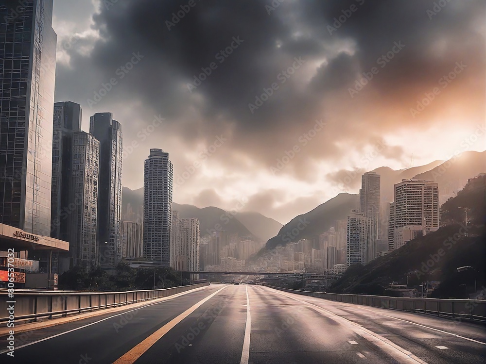 Fototapeta premium city at sunset