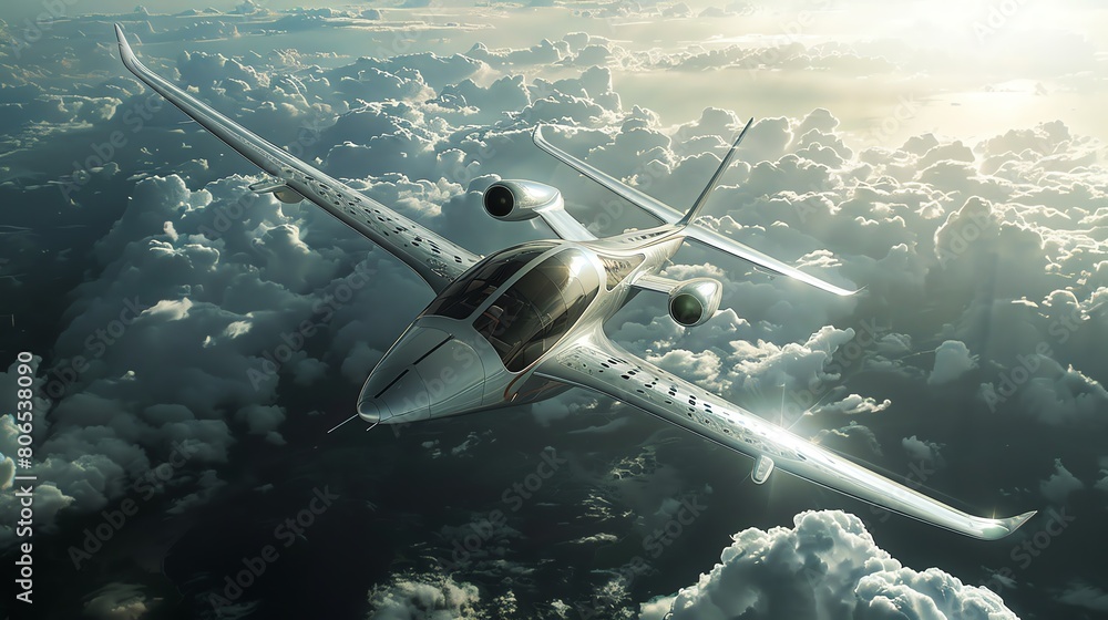 Fototapeta premium Sustainable Aircraft with Bioinspired Designs Visualize ecofriendly airplanes powered by renewable energy