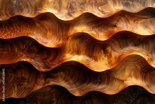  Closeup of ripples in wood, showcasing the intricate patterns and textures on an oak log's surface. Created with Ai